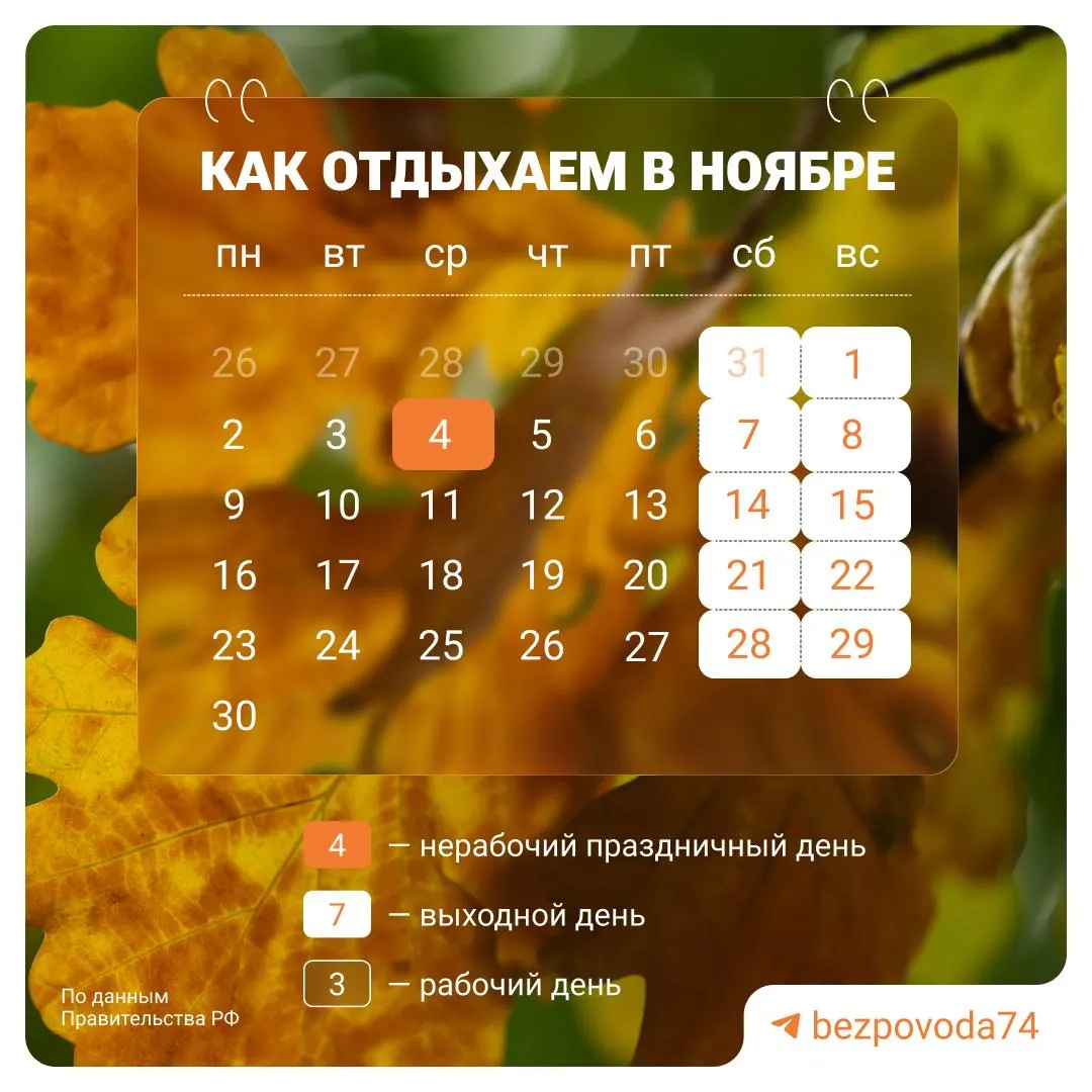 4 ноября — День народного единства. На неделе рабочий темп снижается, поэтому можно запланировать небольшую прогулку.