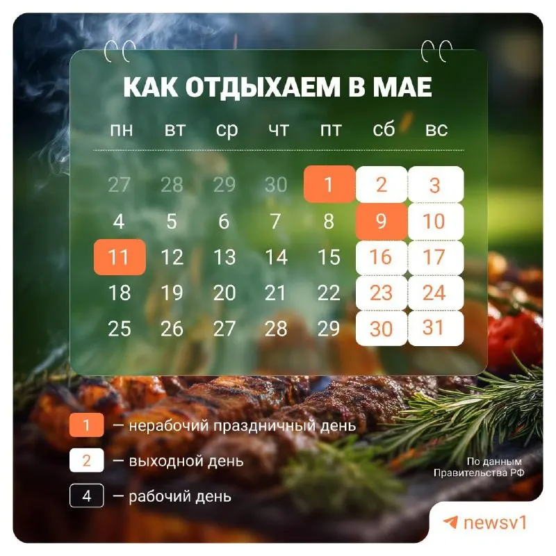 С 9 по 11 мая в России установлены официальные нерабочие дни, посвящённые празднованию Дня Победы. Планируйте поездки и участие в памятных мероприятиях заранее.