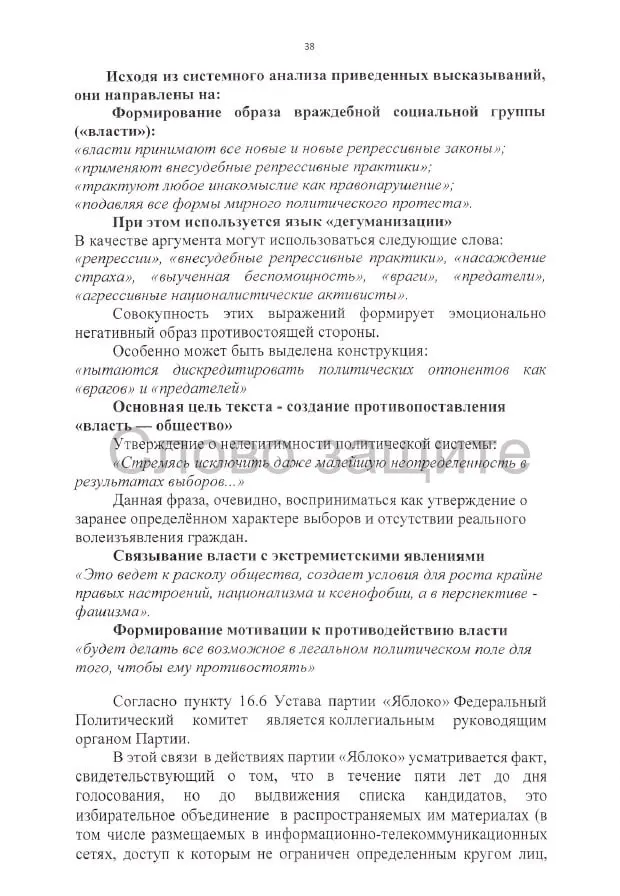 Административный иск против Яблока требует аннулировать регистрацию списка на выборах, приводя аргументы о правах на материалы, агитационных публикациях и легитимности изображения.