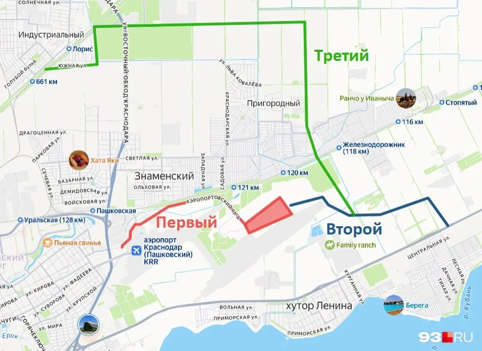 Обсуждается введение платы за одну из дорог к будущему терминалу: три подъезда обозначены цветом на схеме.